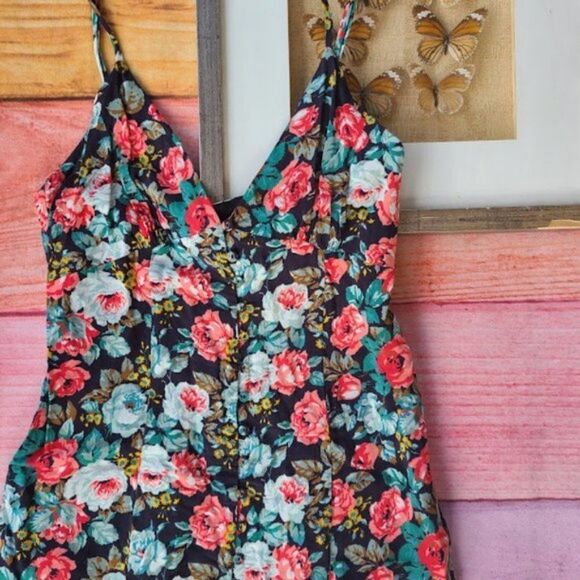 Majorelle Quincy Spring Multicolored Floral Button Front High Slit Midi Dress L - Picture 5 of 9